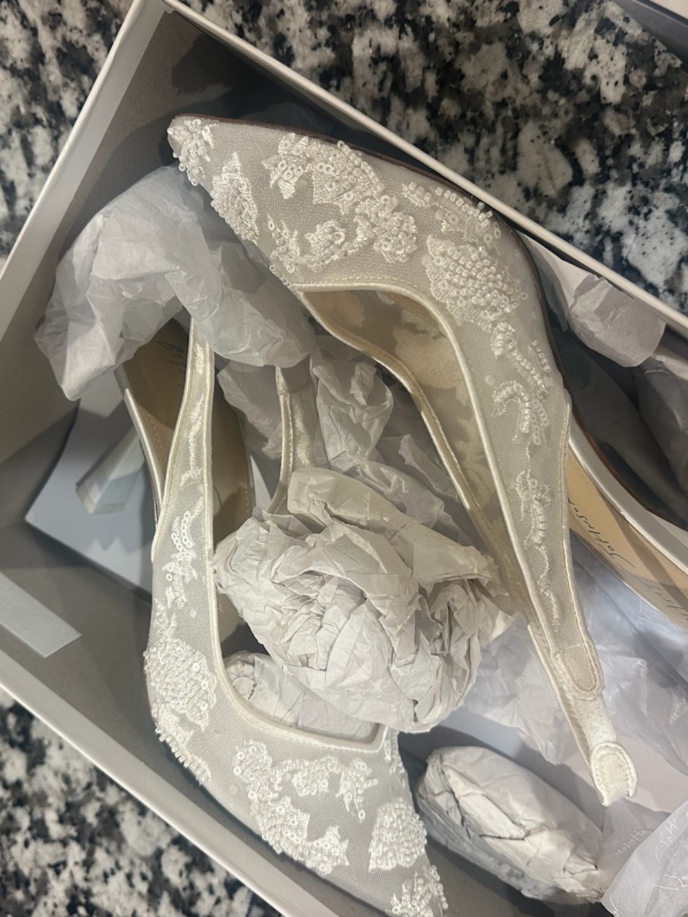 Betsey Johnson White Embroidered Slingback Pumps - Picture 6 of 9